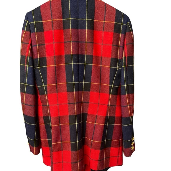 ESCADA COUTURE jacket with embellishment front Wool Plaid Print Blazer size 36(6 - Picture 7 of 16